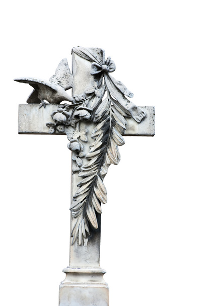 Stone cross, fehér háttér - Fotó, kép