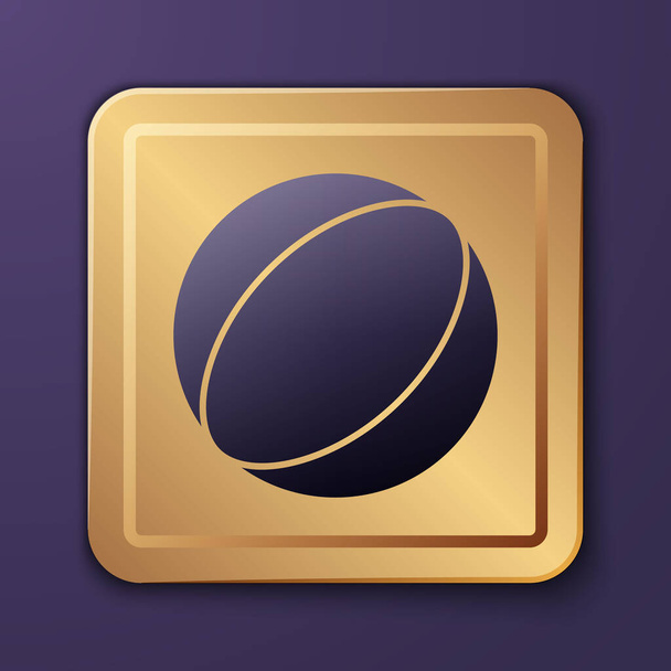 Purple Beach Ball Symbol isoliert auf lila Hintergrund. Goldener quadratischer Knopf. Vektorillustration - Vektor, Bild