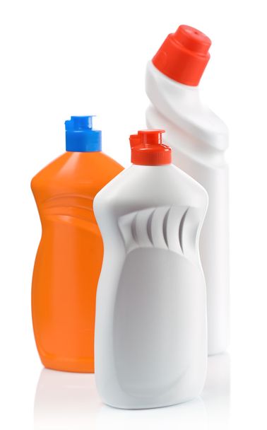 Orange and white bottles for cleaning - Φωτογραφία, εικόνα