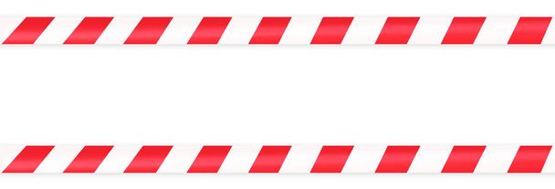 Red and white warning tapes on an isolated white background. Concept for protecting people from coronavirus infection. Copy space for text. - Photo, Image