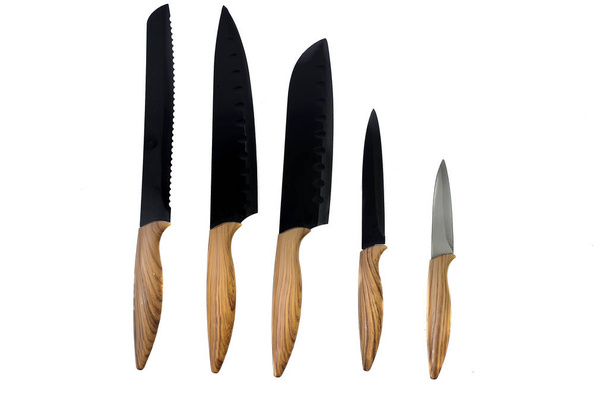 juego de cuchillos de cocina aislados sobre fondo blanco - Foto, imagen