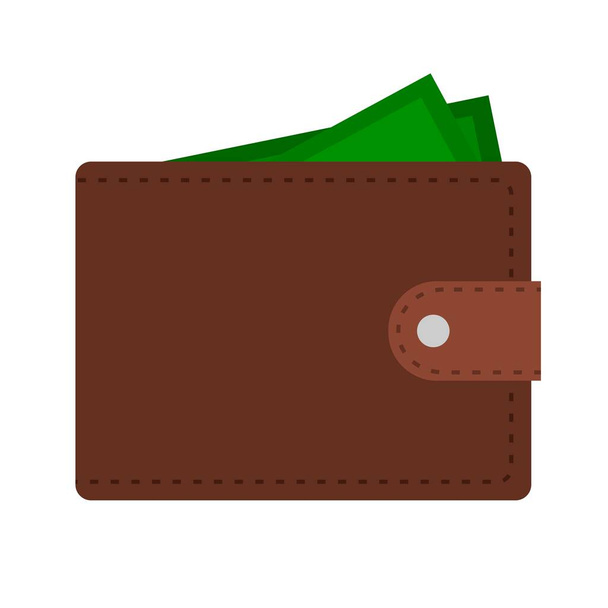 Beyaz arkaplanda para simgesi olan cüzdan, Vektör illüstrasyonu - Vektör, Görsel