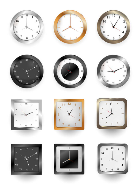 Set of realistic clock modern quartz - Wektor, obraz