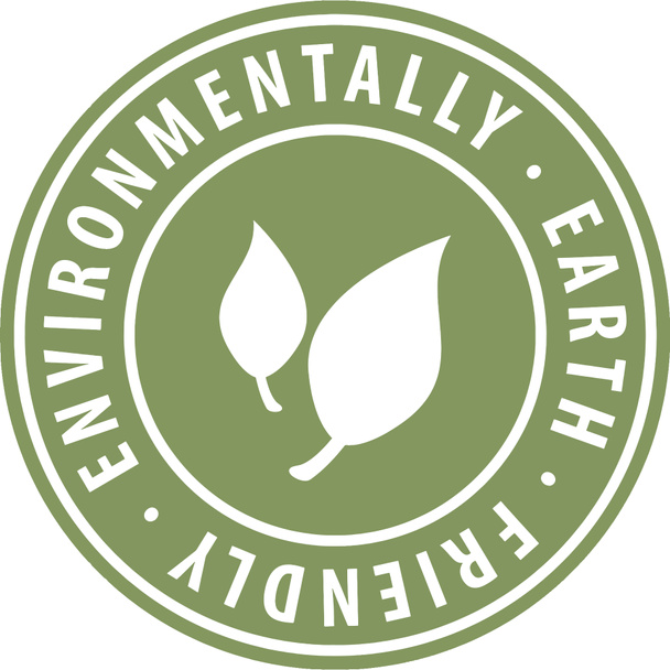 Environmental Earth Friendly round green icon symbol badge with leaf. Label sign for website for renewable and sustainable products. Organic natural eco graphic design illustration. - Photo, Image