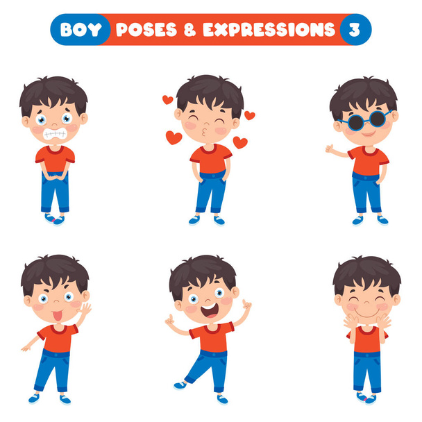 Poses And Expressions Of A Funny Boy - Vektor, obrázek
