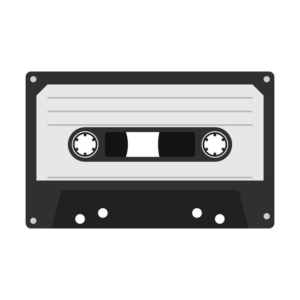 Kompakte Kassette isoliert auf weißem Hintergrund, Musikkassette im flachen Stil, Kassettensymbol, Vektorillustration - Vektor, Bild
