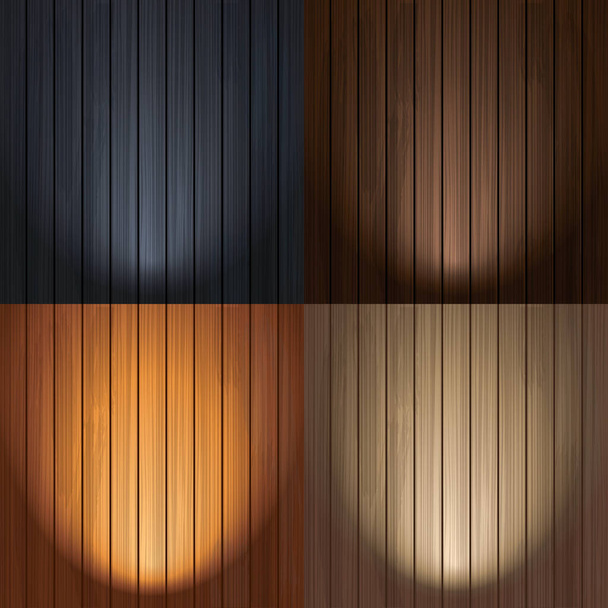 Set of spotlight wood texture backgrounds - Vector, Image
