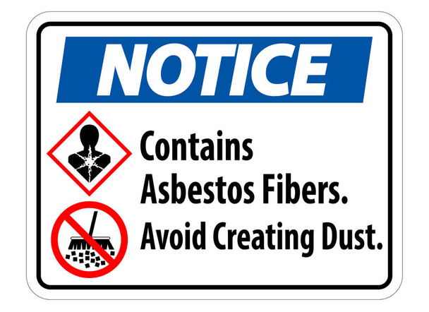 Etykieta zawiera włókna azbestowe, Unikaj tworzenia pyłu  - Wektor, obraz