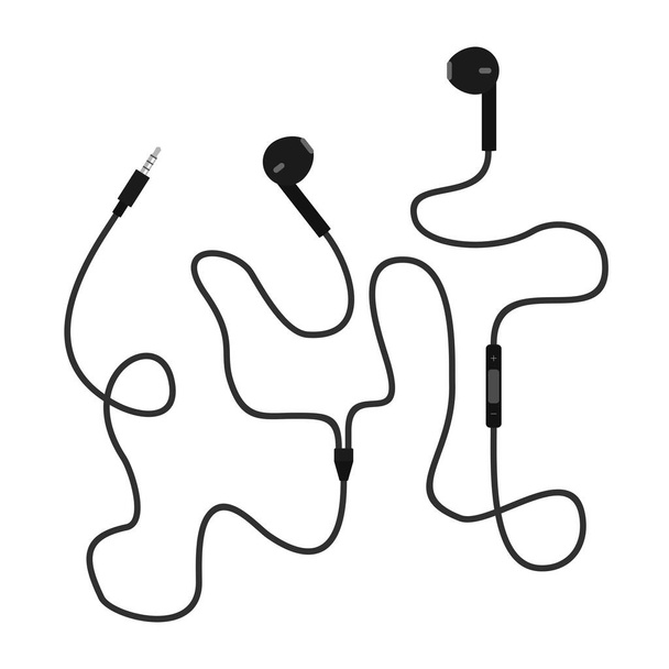 Écouteurs avec connecteur et contrôleur de commutation isolés sur fond blanc, Illustration vectorielle
 - Vecteur, image