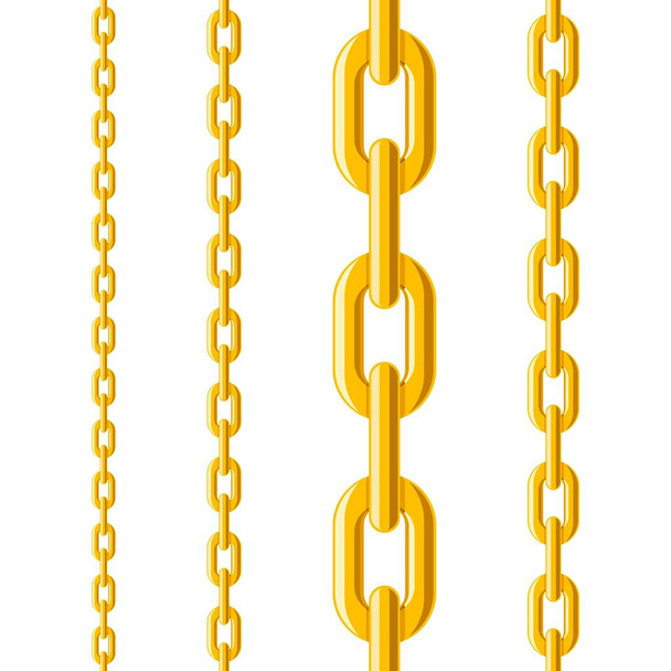 Cadena de metal dorado conjunto patrón sin costura aislado sobre fondo blanco. Ilustración vectorial
 - Vector, Imagen