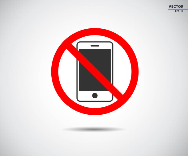 Нет мобильного телефона, мобильный телефон запрещен, векторная иллюстрация логотипа телефона - Вектор,изображение