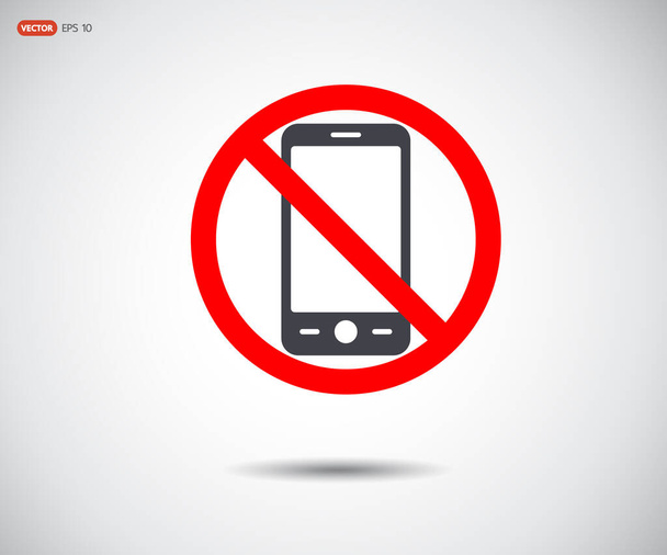 Pas de téléphone portable, Téléphone portable interdit, illustration vectorielle du logo du téléphone - Vecteur, image