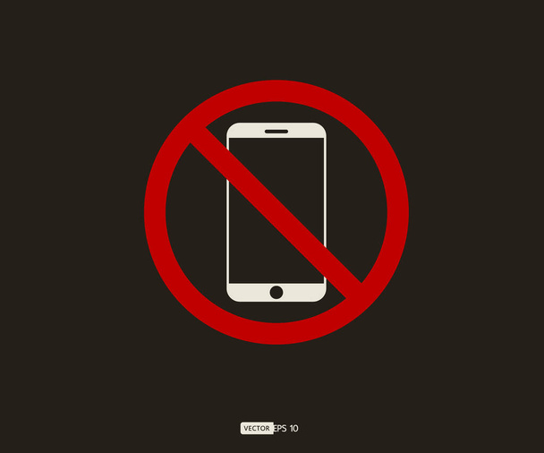 Sem telefone celular, telefone celular proibido, logotipo do telefone ilustração vetorial - Vetor, Imagem