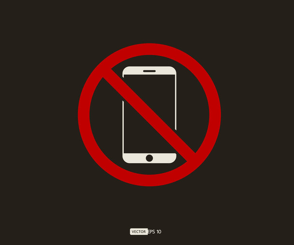 いいえ携帯電話、携帯電話禁止、携帯電話のロゴベクトルイラスト - ベクター画像