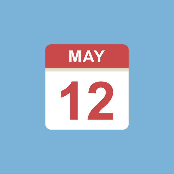 naptár - Május 12 ikon illusztráció elszigetelt vektor jel szimbólum - Vektor, kép