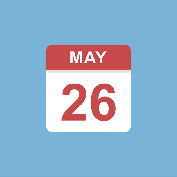 カレンダー- 5月26日アイコンイラスト孤立ベクトル記号 - ベクター画像