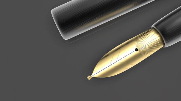 The 3d rendering of detailed closeup of a pen lying on a paper - Photo, Image