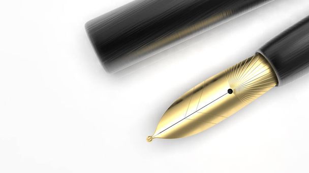 The 3d rendering of detailed closeup of a pen lying on a paper - Photo, Image