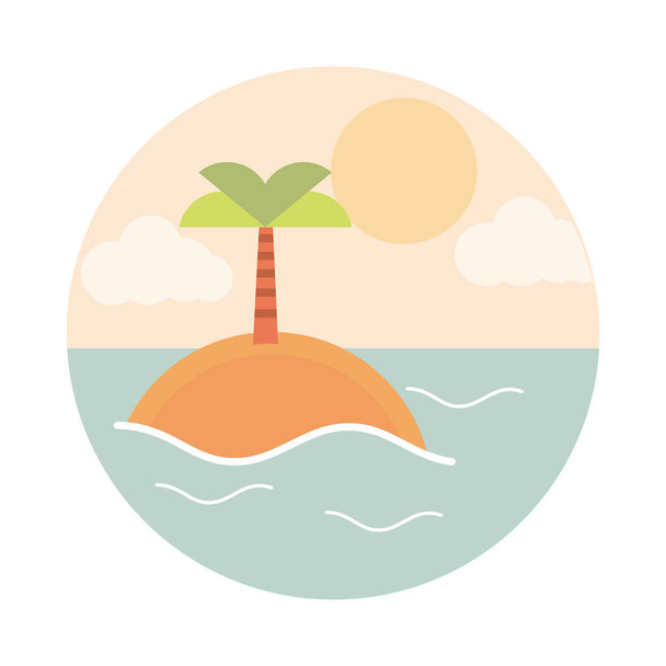 paisaje naturaleza isla palmera océano tropical plano icono de estilo
 - Vector, Imagen
