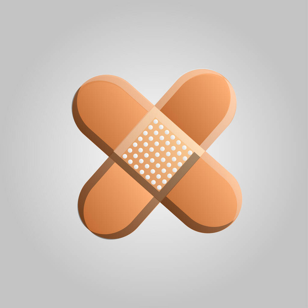 Beautiful medical icon of a disinfecting patch for the treatment of wounds on a white background - Vector, Image