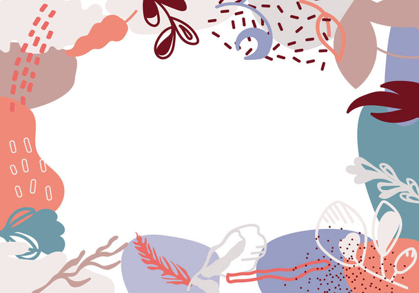 Horizontal frame doodle art abstract floral vector - Vektori, kuva