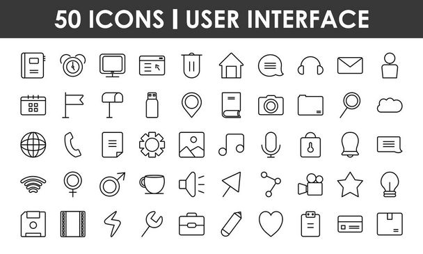 icon set of user interface, line style - Vector, Image