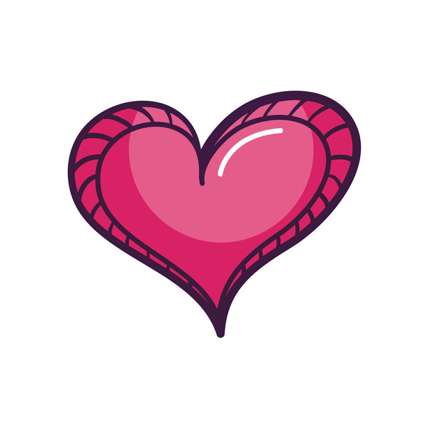 rózsaszín szív ikon, vonal blokk stílus - Vektor, kép