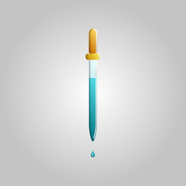 Красива медична ікона скляної піпетки для прищеплення ліків в очі і ніс на білому тлі
 - Вектор, зображення