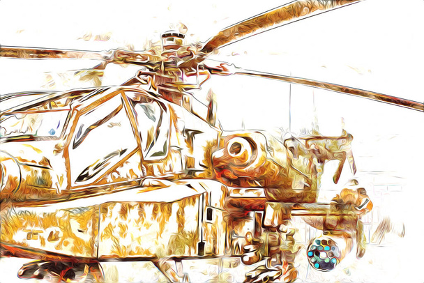 військовий вертоліт малюнок ілюстрація мистецтво старовинне
 - Фото, зображення