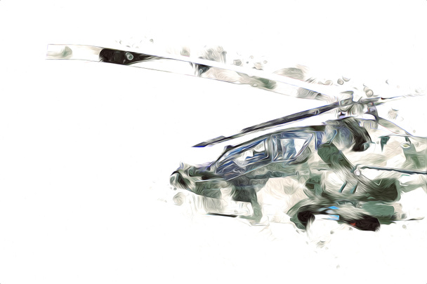 Militärhubschrauber Zeichnung Illustration Kunst Jahrgang - Foto, Bild