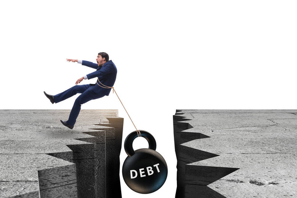 Concept of debt and load with businessman - Photo, Image