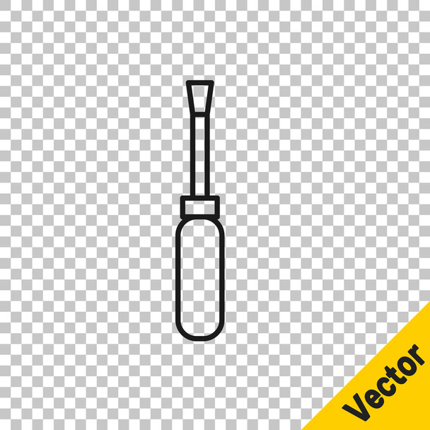 Black line Screwdriver icon isolated on transparent background. Service tool symbol.  Vector Illustration - Vector, Image