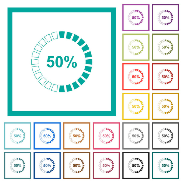 50 procent načíst ploché barevné ikony s kvadrantovými rámečky na bílém pozadí - Vektor, obrázek