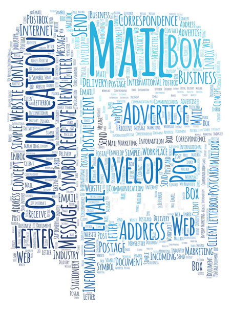 Поштова скринька і поштова служба Word Cloud Art плакат Ілюстрація
. - Фото, зображення
