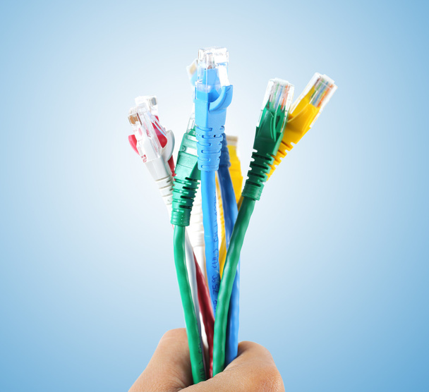 USB cable isolated on blue background - Photo, Image