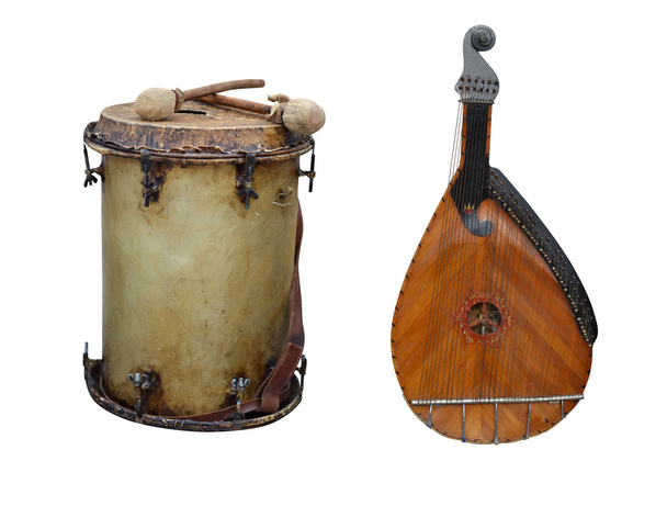 War drum and bandoura cobza - Фото, изображение