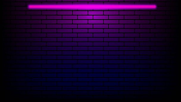 Neon ışıklı tuğla duvar. Vektör çizimi. Arkaplan - Vektör, Görsel