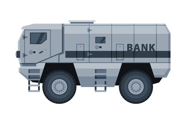 Armored Cash Bank Truck, Banking, Currency and Valuables Transportation, Security Finance Service Vector Illustration - Διάνυσμα, εικόνα