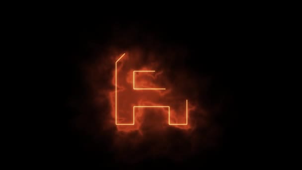 Alfabet in vlammen - letter A in brand - getekend met laserstraal op zwarte achtergrond - Video
