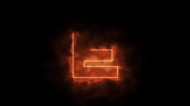 Alfabet in vlammen - letter E in brand - getekend met laserstraal op zwarte achtergrond - Video