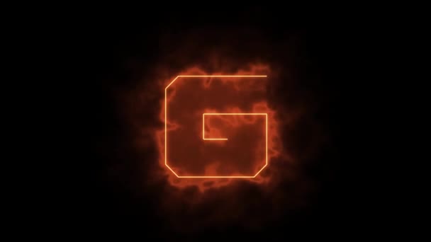 Alfabet in vlammen - letter G in brand - getekend met laserstraal op zwarte achtergrond - Video