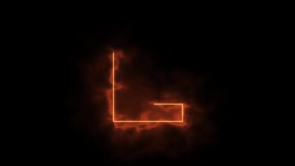 Alfabet in vlammen - letter L in brand - getekend met laserstraal op zwarte achtergrond - Video