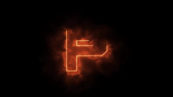 Alfabet in vlammen - letter P in brand - getekend met laserstraal op zwarte achtergrond - Video