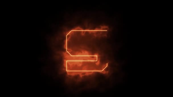 Alfabet in vlammen - letter S in brand - getekend met laserstraal op zwarte achtergrond - Video