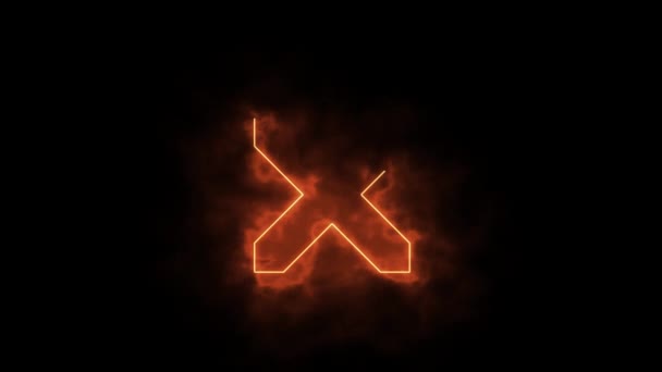 Lángoló ábécé - lángoló X betű - fekete alapon lézersugárral rajzolva - Felvétel, videó