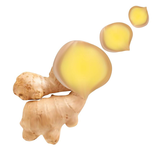 Ginger. food and drink and ingredients for cooking. Treatment Ginger tea for flu and cold. - Vector, Image