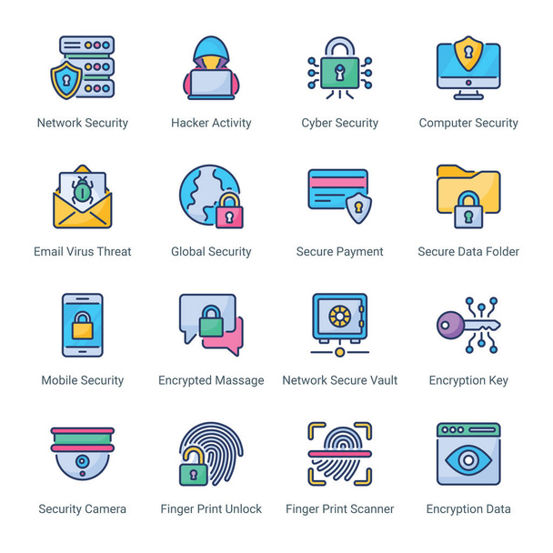 Security filled line Icons - stroke, vector - Vector, Image