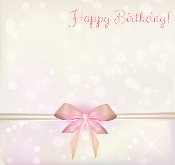 Birthday background with ribbon bow - Wektor, obraz