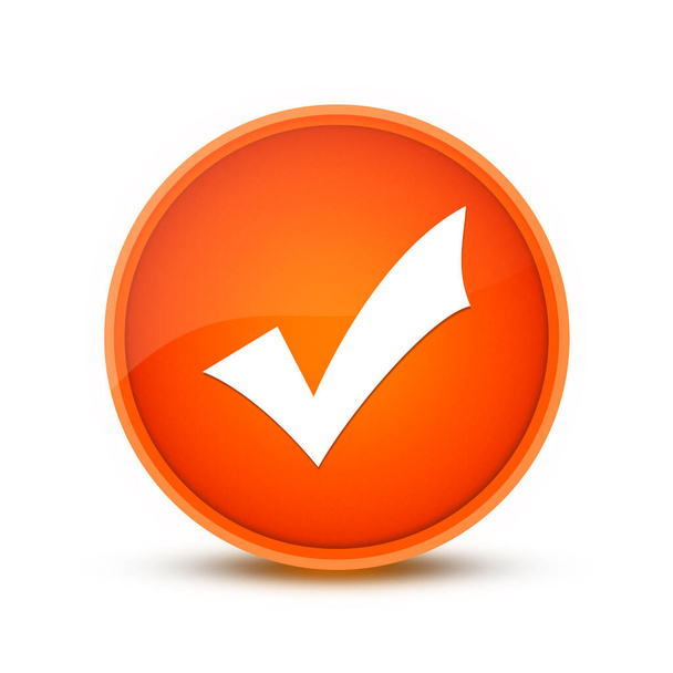 Onaylama simgesi, turuncu yuvarlak düğmeye izole edilmiş soyut resimleme düğmesi - Fotoğraf, Görsel