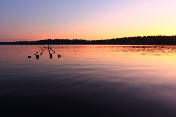 Sunset on Lake Washington, Seattle, USA - 写真・画像